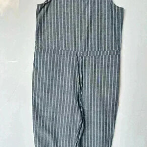 NEW! Anthropologie Drew Blue Striped Sleeveless Linen Blend Jumpsuit